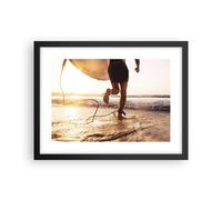 Cuadro Poster de Pared 40x30cm Póster Marco Surf Playa Alegría Wall Art Prints