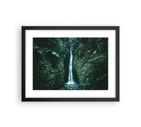 Cuadro Poster de Pared 40x30cm Póster Marco Trópicos Cascada Selva Wall Art