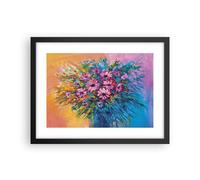 Cuadro Poster de Pared 40x30cm Póster Marco Un ramo Flores Aceite Wall Art