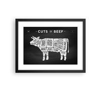 Cuadro Poster de Pared 40x30cm Póster Marco Vaca carne cocinar gráfico Wall Art
