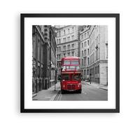 Cuadro Poster de Pared 40x40cm Marco Autobús inglaterra vacaciones londres Art