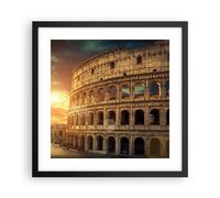 Cuadro Poster de Pared 40x40cm Marco Coloseum Roma Arquitectura Italia Art