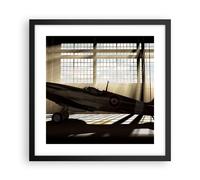 Cuadro Poster de Pared 40x40cm Póster Marco Airplain Hangar vuelo histórico Art