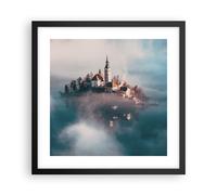 Cuadro Poster de Pared 40x40cm Póster Marco Alpes Bled Iglesia Wall Art Prints