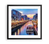 Cuadro Poster de Pared 40x40cm Póster Marco Canal Grande Tarde Wall Art Prints