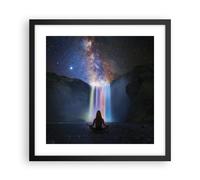Cuadro Poster de Pared 40x40cm Póster Marco Cascada Las Estrellas Meditación Art