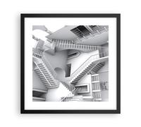 Cuadro Poster de Pared 40x40cm Póster Marco Ciencia Ilusión Escaleras Wall Art
