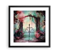 Cuadro Poster de Pared 40x40cm Póster Marco Fantasía Puerta Jardín Wall Art