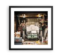 Cuadro Poster de Pared 40x40cm Póster Marco Histórico Coche Garaje Wall Art