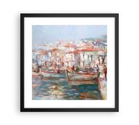 Cuadro Poster de Pared 40x40cm Póster Marco Isla Barcos Puerto Wall Art Prints