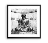 Cuadro Poster de Pared 40x40cm Póster Marco Japonés Buda Estatua Wall Art Prints