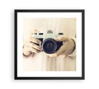 Cuadro Poster de Pared 40x40cm Póster Marco La Cámara Retro Fotografía Wall Art