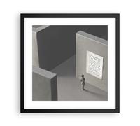 Cuadro Poster de Pared 40x40cm Póster Marco laberinto gris perdido Wall Art