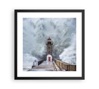 Cuadro Poster de Pared 40x40cm Póster Marco Linterna Mar Tormenta Wall Art