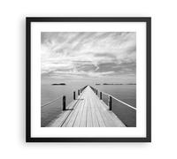 Cuadro Poster de Pared 40x40cm Póster Marco Madera Puente Mar Wall Art Prints