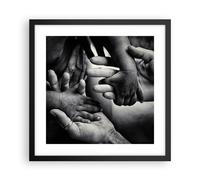Cuadro Poster de Pared 40x40cm Póster Marco Manos Tolerancia Comunidad Wall Art