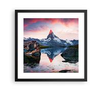Cuadro Poster de Pared 40x40cm Póster Marco montañas roca agua Wall Art Prints