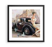 Cuadro Poster de Pared 40x40cm Póster Marco mujer retro estilo Wall Art Prints