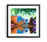 Cuadro Poster de Pared 40x40cm Póster Marco Naturaleza relajación spa velas Art