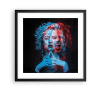 Cuadro Poster de Pared 40x40cm Póster Marco Negro Mujer Emociones Wall Art