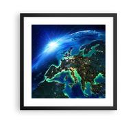 Cuadro Poster de Pared 40x40cm Póster Marco Noche espacio mundo vista Wall Art