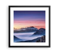 Cuadro Poster de Pared 40x40cm Póster Marco Oeste El Sol Montañas Wall Art