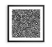 Cuadro Poster de Pared 40x40cm Póster Marco Op Art. Negro Blanco Wall Art Prints
