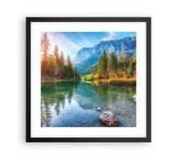 Cuadro Poster de Pared 40x40cm Póster Marco Paisaje Montañas Amanecer Wall Art