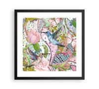 Cuadro Poster de Pared 40x40cm Póster Marco pájaro mariposa flor Wall Art Prints