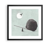 Cuadro Poster de Pared 40x40cm Póster Marco Piedra Palanca Física Wall Art