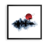 Cuadro Poster de Pared 40x40cm Póster Marco rojo sol puerta Wall Art Prints