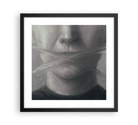 Cuadro Poster de Pared 40x40cm Póster Marco Símbolo Boca Discurso Wall Art