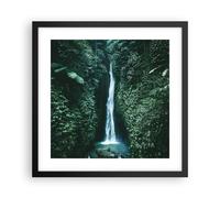 Cuadro Poster de Pared 40x40cm Póster Marco Trópicos Cascada Selva Wall Art