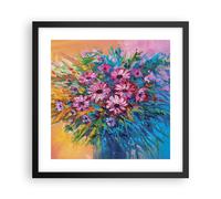 Cuadro Poster de Pared 40x40cm Póster Marco Un ramo Flores Aceite Wall Art