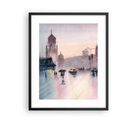 Cuadro Poster de Pared 40x50cm Acuarela Ciudad Monumentos Históricos Wall Art