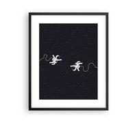 Cuadro Poster de Pared 40x50cm Dibujos animados astronautas cosmos Wall Art