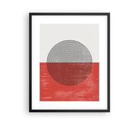 Cuadro Poster de Pared 40x50cm Marco Abstracción Blanco-Rojo Círculos Wall Art