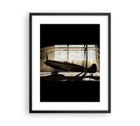 Cuadro Poster de Pared 40x50cm Marco Airplain Hangar vuelo histórico Wall Art