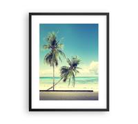 Cuadro Poster de Pared 40x50cm Marco Coche tabla de surf playa océano Wall Art