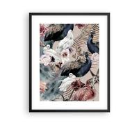 Cuadro Poster de Pared 40x50cm Marco pavos reales pichones flamencos Wall Art