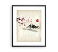 Cuadro Poster de Pared 40x50cm Póster Marco Acuarela Asia Paisaje Wall Art