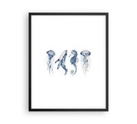 Cuadro Poster de Pared 40x50cm Póster Marco Animales Marinos Infantiles Wall Art