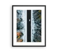Cuadro Poster de Pared 40x50cm Póster Marco Bosque Camino Nieve Wall Art Prints