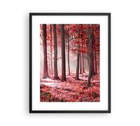 Cuadro Poster de Pared 40x50cm Póster Marco bosque rojo árboles Wall Art Prints