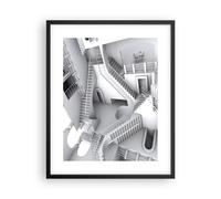Cuadro Poster de Pared 40x50cm Póster Marco Ciencia Ilusión Escaleras Wall Art