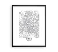 Cuadro Poster de Pared 40x50cm Póster Marco Ciudad Mapa Berlín Wall Art Prints