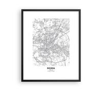 Cuadro Poster de Pared 40x50cm Póster Marco Ciudad Mapa Roma Wall Art Prints