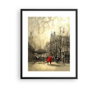 Cuadro Poster de Pared 40x50cm Póster Marco ciudad mujer amante Wall Art Prints