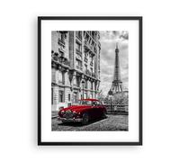 Cuadro Poster de Pared 40x50cm Póster Marco Coche Eiffle calle edificio Wall Art