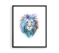 Cuadro Poster de Pared 40x50cm Póster Marco Colorido león melena Wall Art Prints